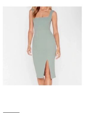 Nasty Gal Sage Green Square-Neck Mini Dress